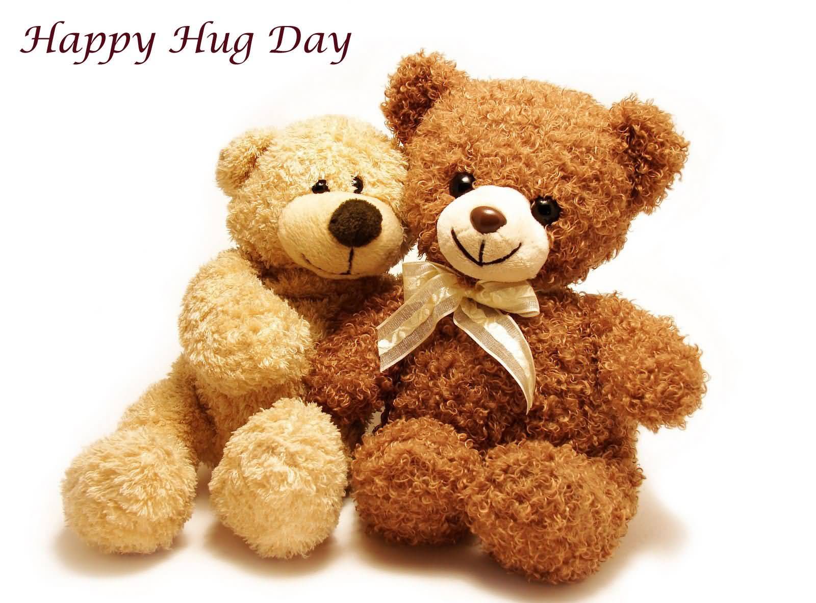 Happy Hug Day Two Teddy Bears Wallpaper
