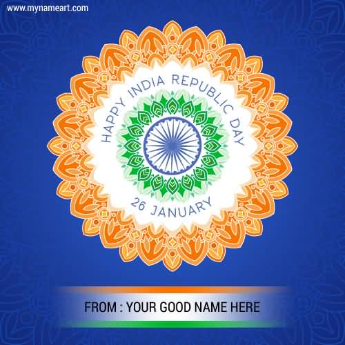 Happy India Republic Day 26th January Flower Greeting Card