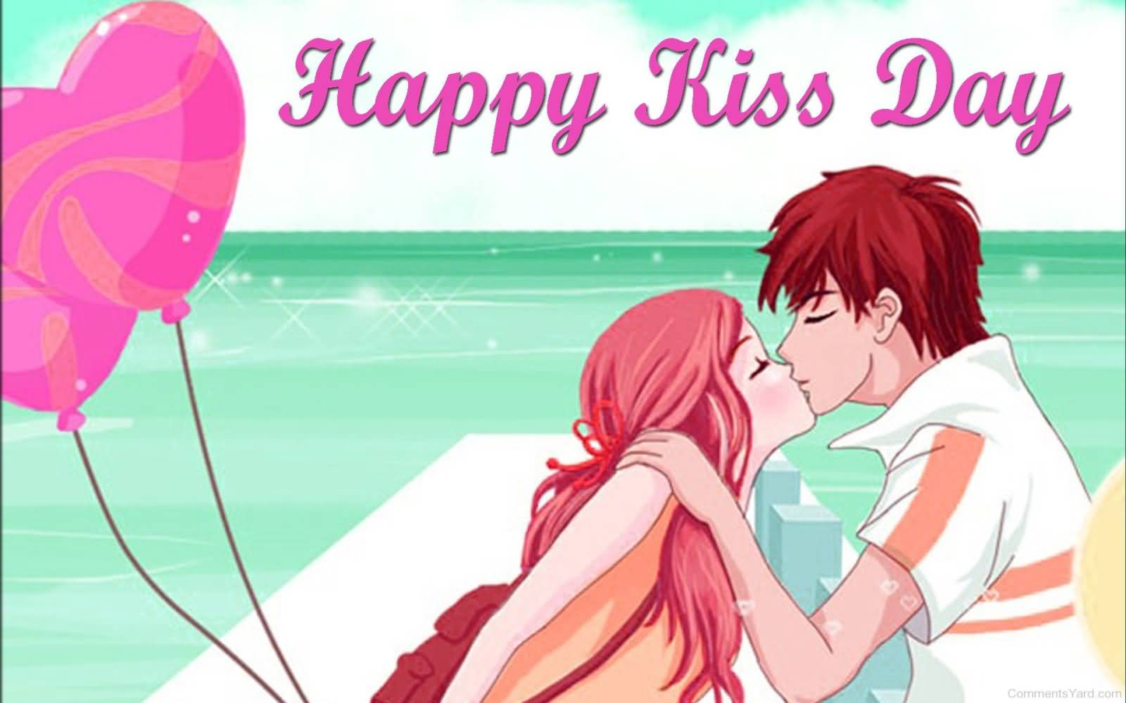 Happy Kiss Day 2017 Anime Couple On Beach
