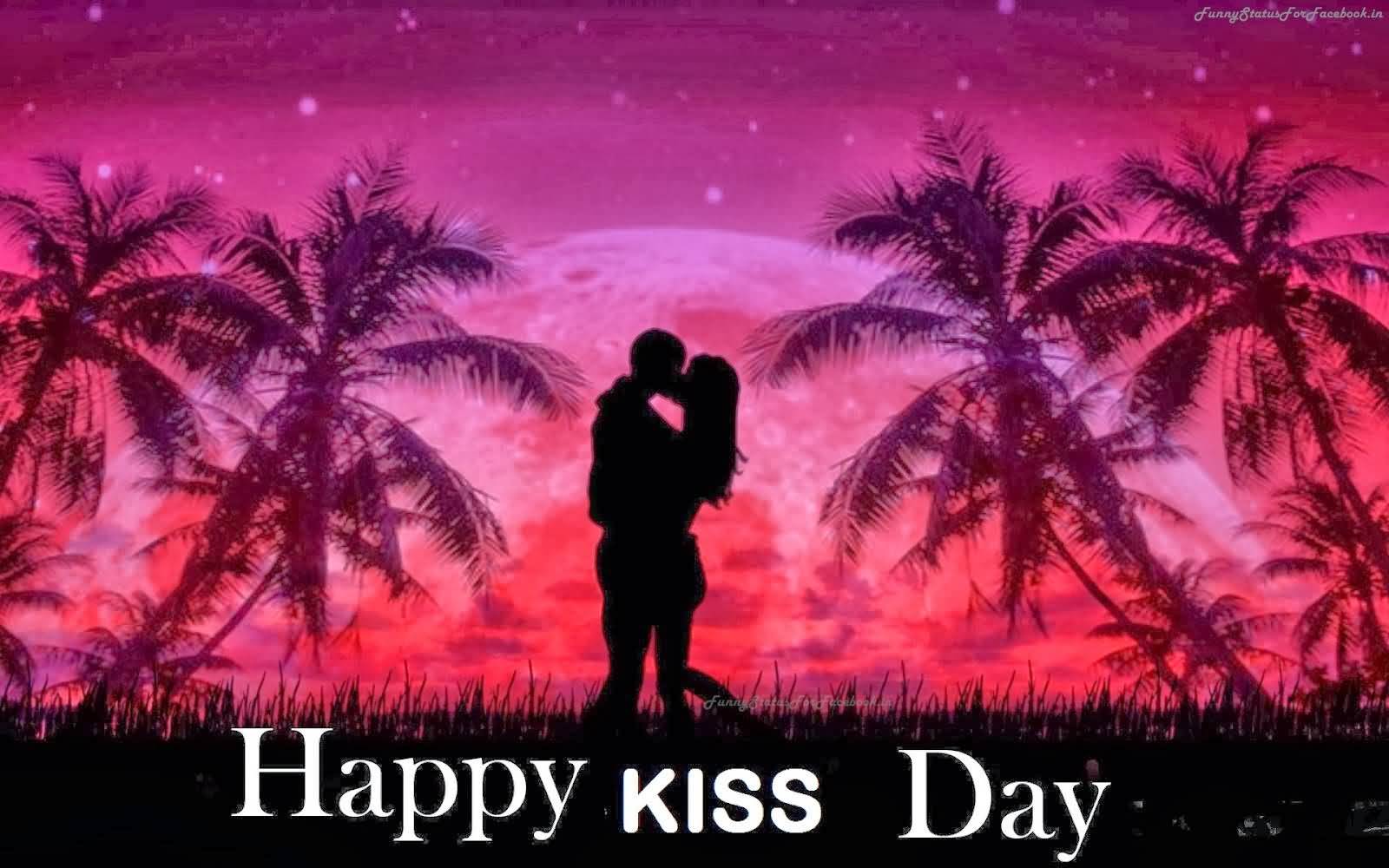 Happy Kiss Day 2017 Kissing Couple Beach View