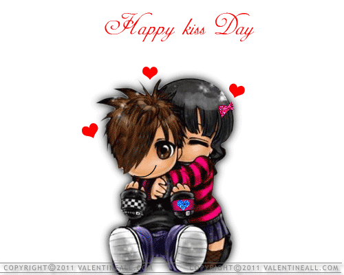 Happy Kiss Day Anime Couple Kissing Animated Picture