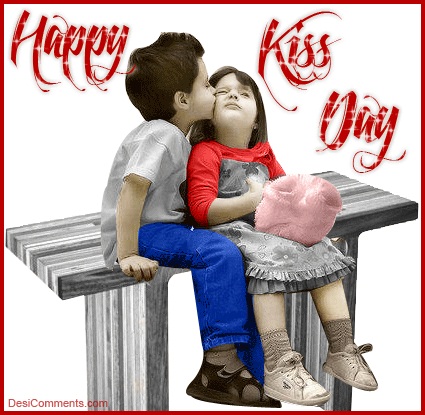 Happy Kiss Day Kids Kissing Greeting Card