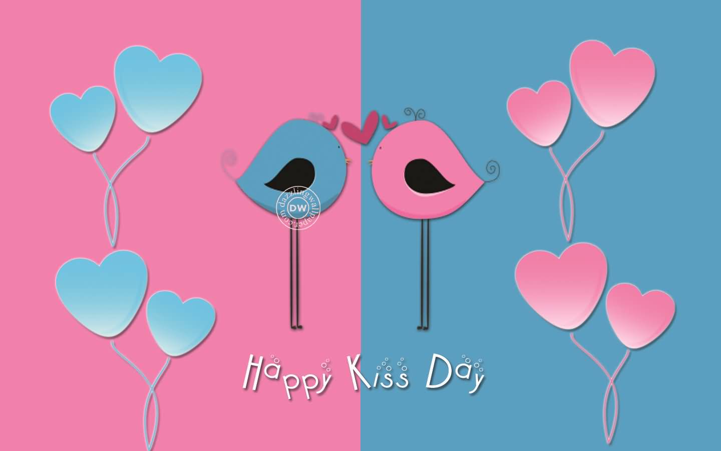 Happy Kiss Day Love Birds Greeting Card