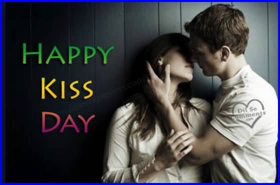 Happy Kiss Day Romantic Couple Greeting Card