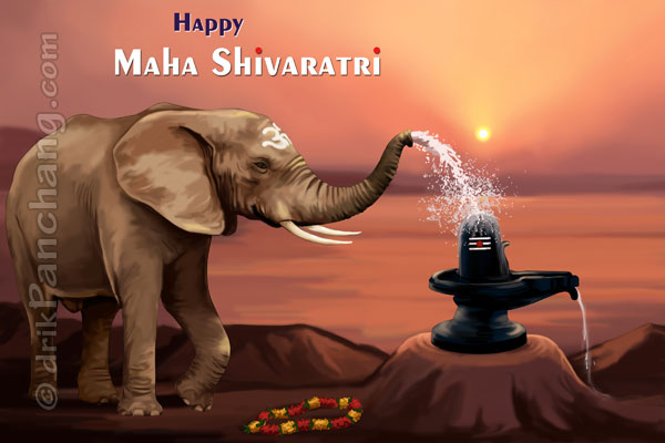 Happy Maha Shivaratri Elephant Pouring Water On Shivlinga Card