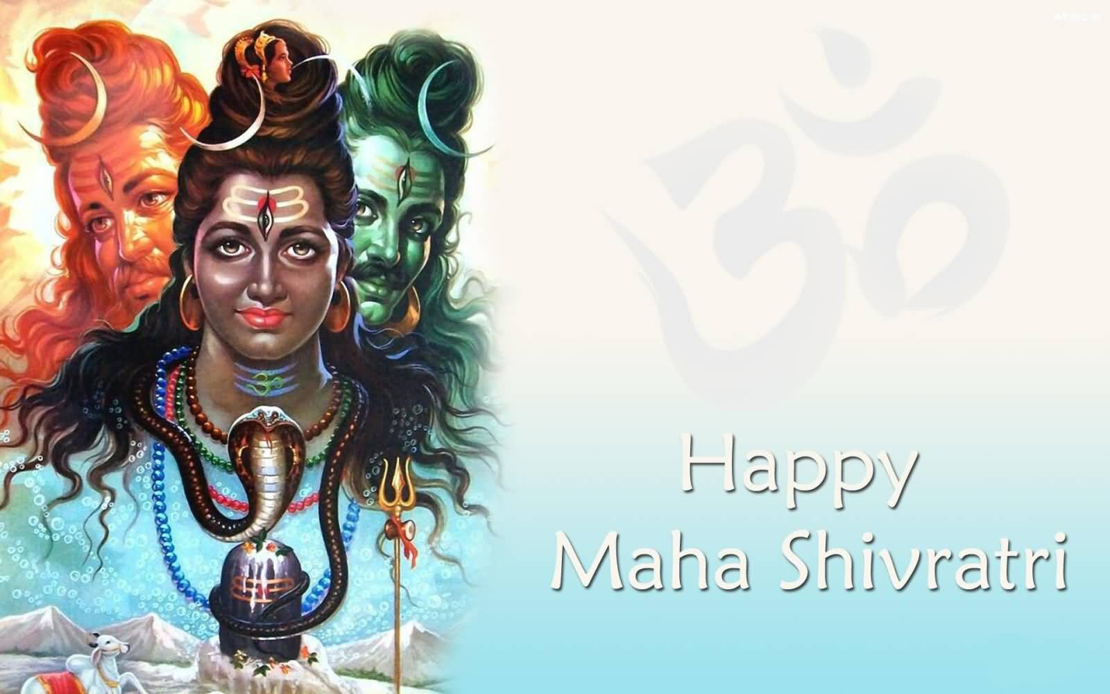 Happy Maha Shivaratri Three Faces Of Lord Shiva Greeting Card