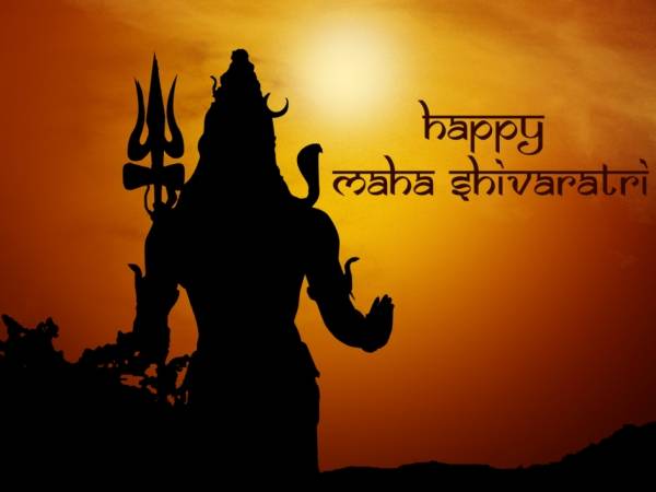 Happy Maha Shivratri Silhouette View Of Lord Shiva Idol