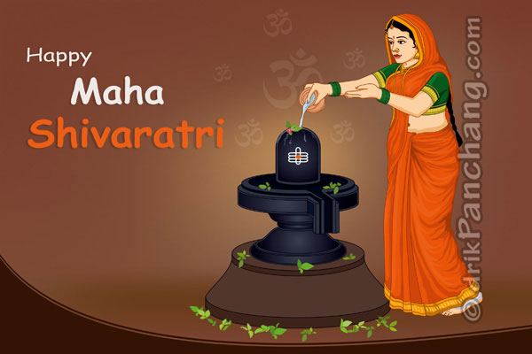 Happy Maha Shivratri Woman Pouring Milk On Shivling