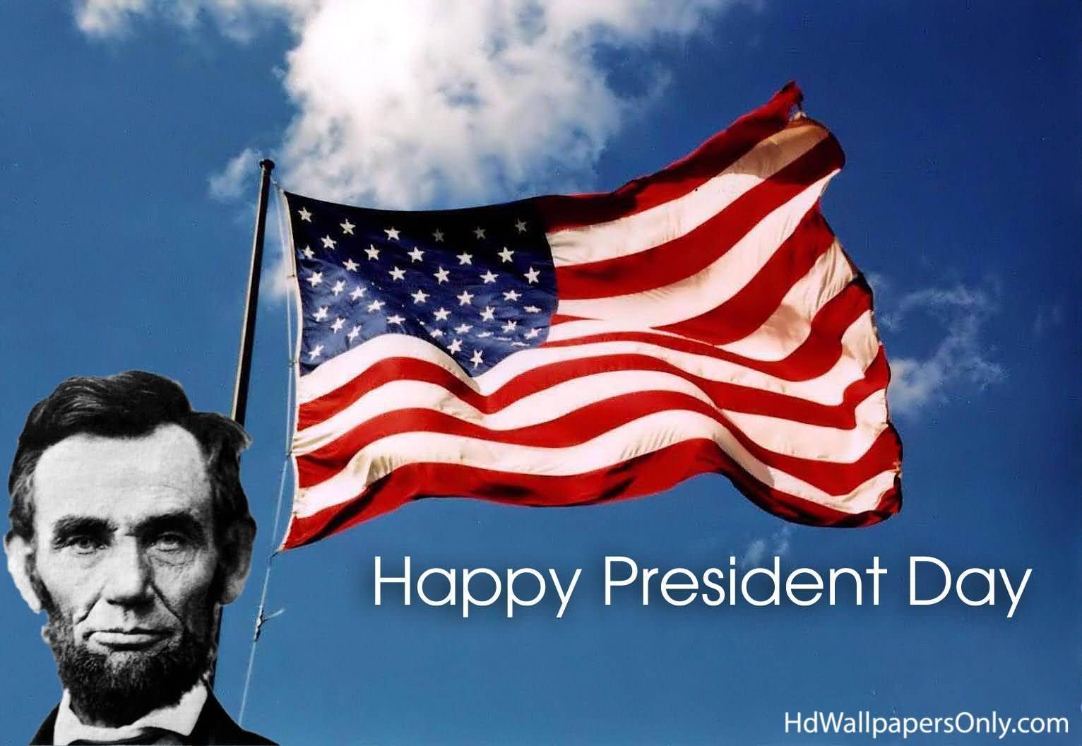 Happy Presidents Day Abraham Lincoln And Waving American Flag Picture