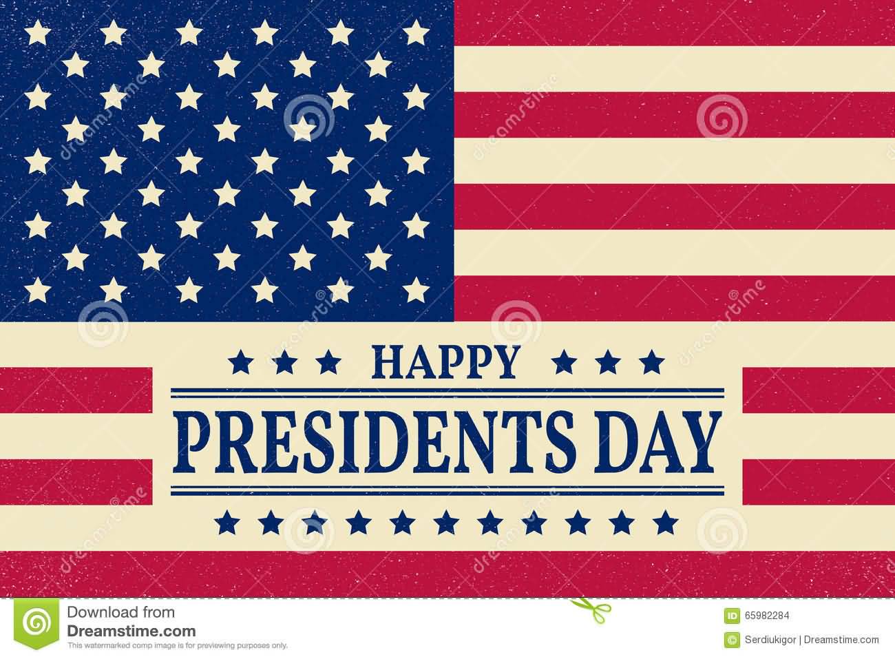 Happy Presidents Day American Flag In Background Vector
