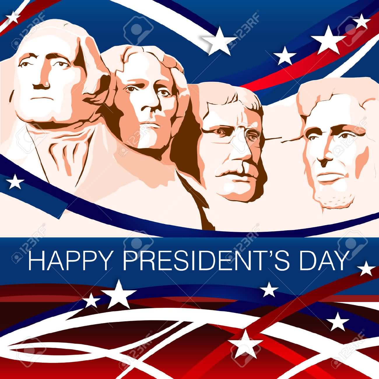 Happy Presidents Day Mount Rushmore Illustration