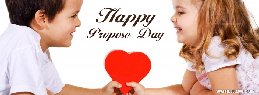 Happy Propose Day Boy And Girl With Heart Facebook Cover Picture