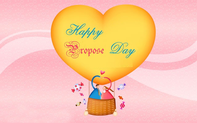 Happy Propose Day Couple In Air Balloon Greeting Card