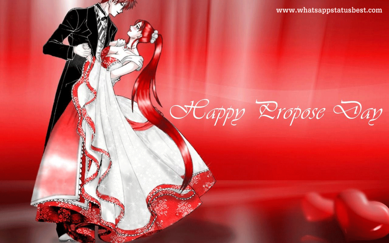 Happy Propose Day Dancing Anime Couple Greeting Card