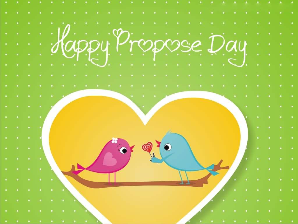 Happy Propose Day Kissing Love Birds Card