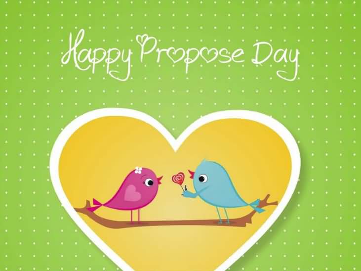 Happy Propose Day Love Birds In Heart Greeting Card