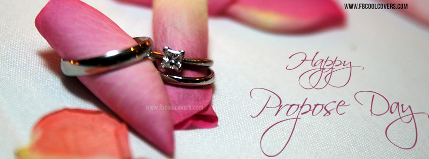 Happy Propose Day Rose Petals With Rings Facebook Cover Picture