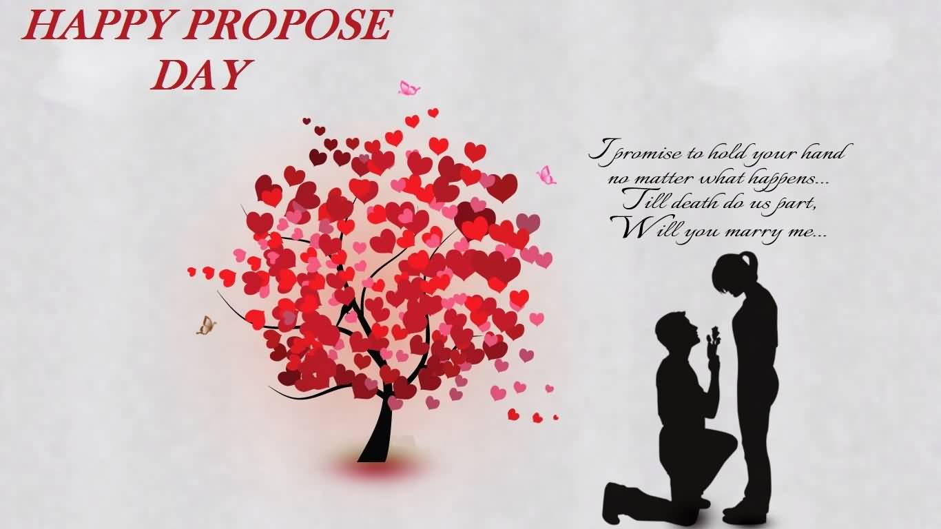 Happy Propose Day Will You Marry Me Tree Of Hearts And Couple Picture