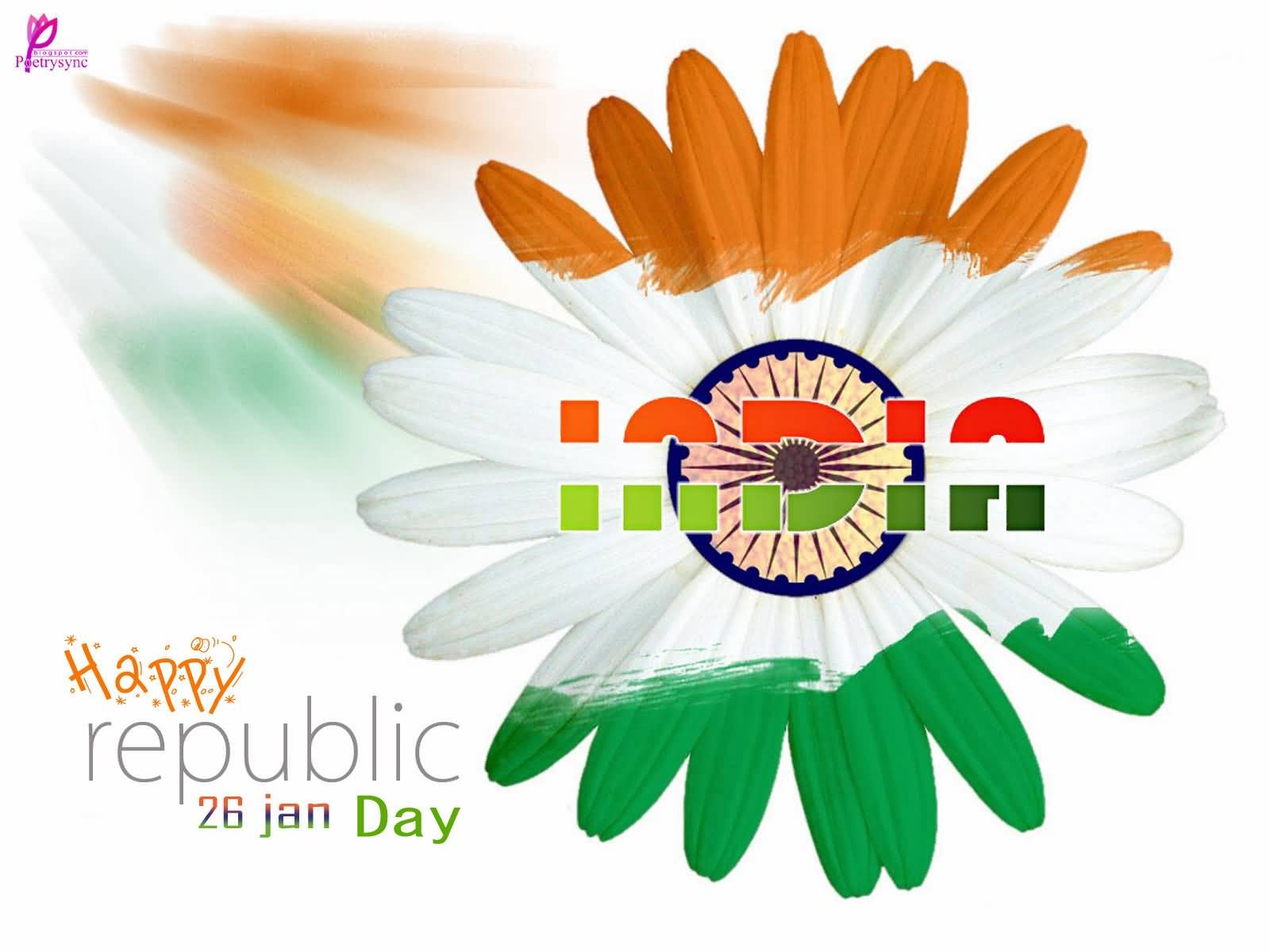 Happy Republic Day 26 Jan Tri Color Flower Picture
