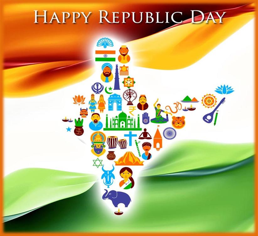 Happy Republic Day Indian Map Picture