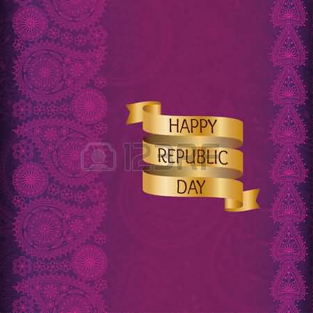 Happy Republic Day Paisley Elements Greeting Card Design