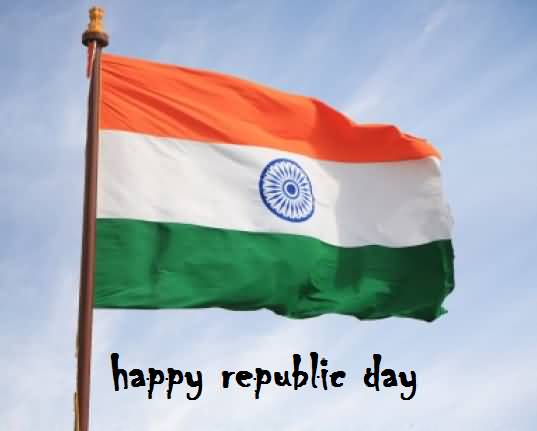 Happy Republic Day Waving Indian Flag