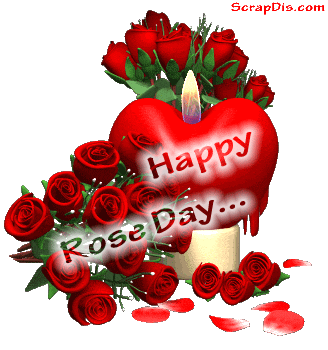 Happy Rose Day Heart Candle Animated Picture