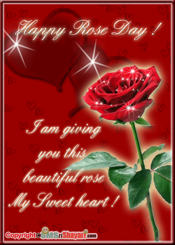 Happy Rose Day I Am Going You This Beautiful Rose My Sweet Heart Glitter Card
