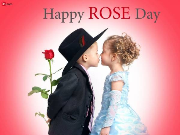 Happy Rose Day Little Boy And Girl