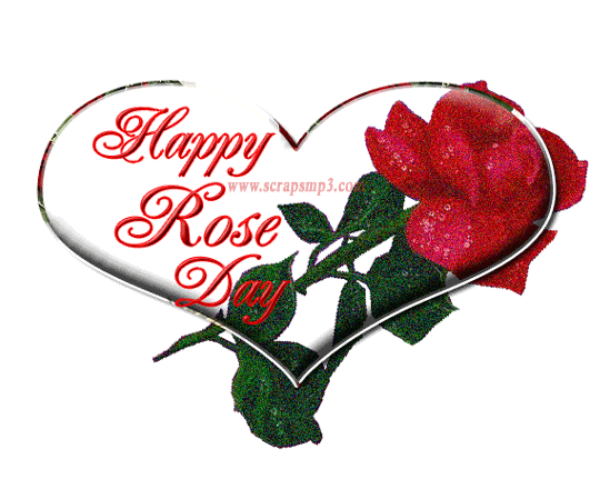 Happy Rose Day Rose And Heart Glitter