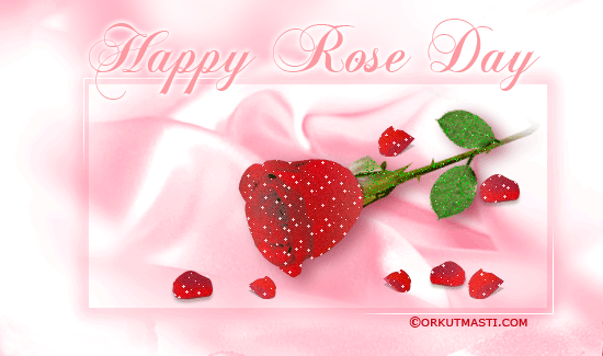 Happy Rose Day Rose Bud Sparkle Glitter