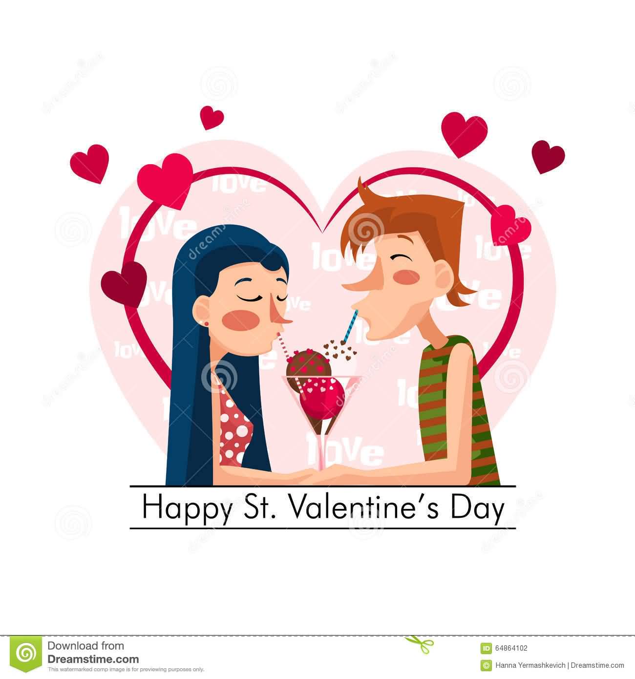 Happy Saint Valentine’s Day Love Couple On Date