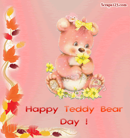 Happy Teddy Bear Day Glitter Card