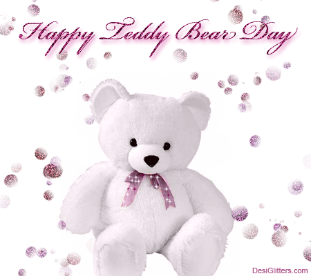 Happy Teddy Bear Day Glitter Ecard For Share On Facebook