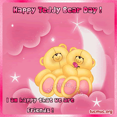 Happy Teddy Bear I Am Happy That We Are Friends Glitter Ecard