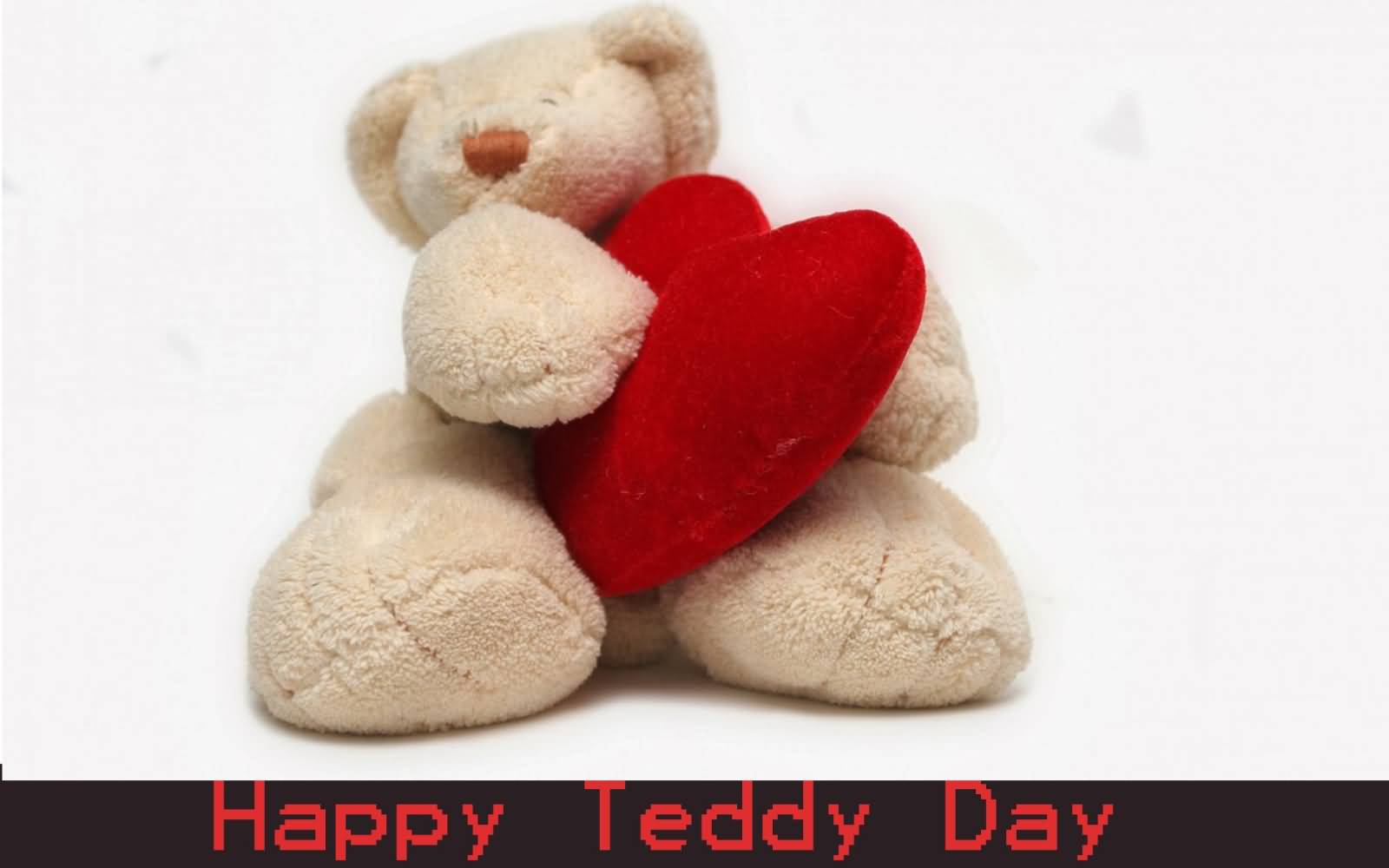 Happy Teddy Day 2017 Teddy Bear With Red Heart