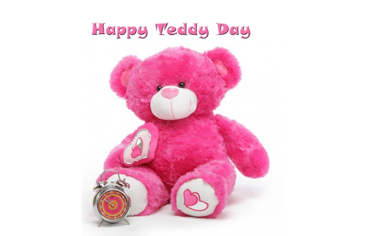 Happy Teddy Day Cute Pink Teddy Bear Wallpaper