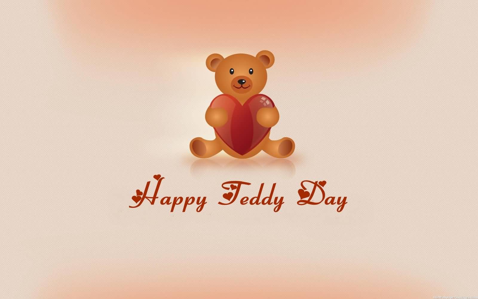 Happy Teddy Day Teddy Bear With Heart Wallpaper