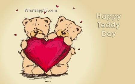 Happy Teddy Day Two Teddy Bears With Heart Greeting Card