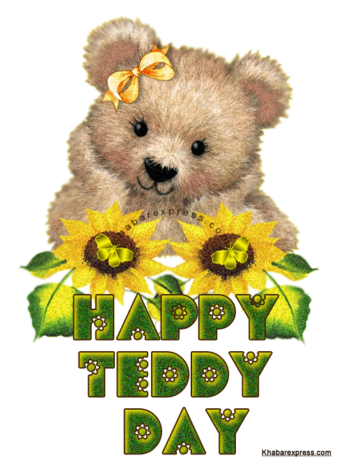 Happy Teddy Day Winking Eyes Teddy Bear Glitter Picture