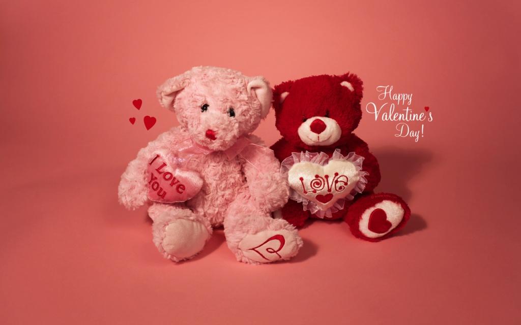 Happy Valentine's Day 2017 Two Teddy Bears Wallpaper