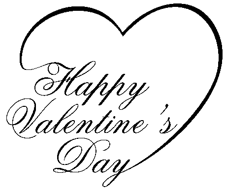 Happy Valentine's Day Black Text And Heart Picture
