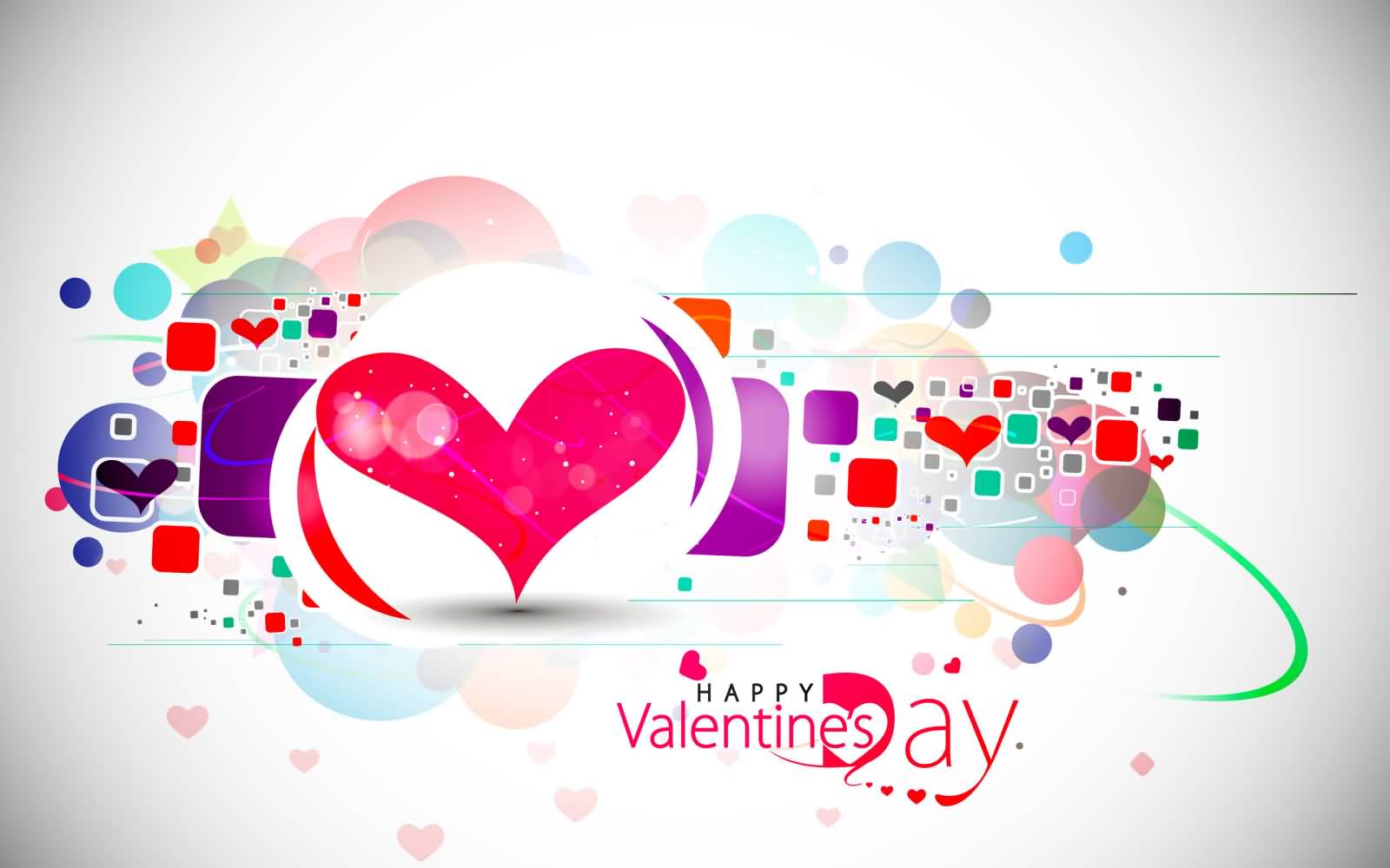 Happy Valentine's Day Colorful Hearts Wallpaper