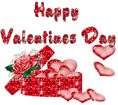 Happy Valentine’s Day Flower And Hearts Glitter