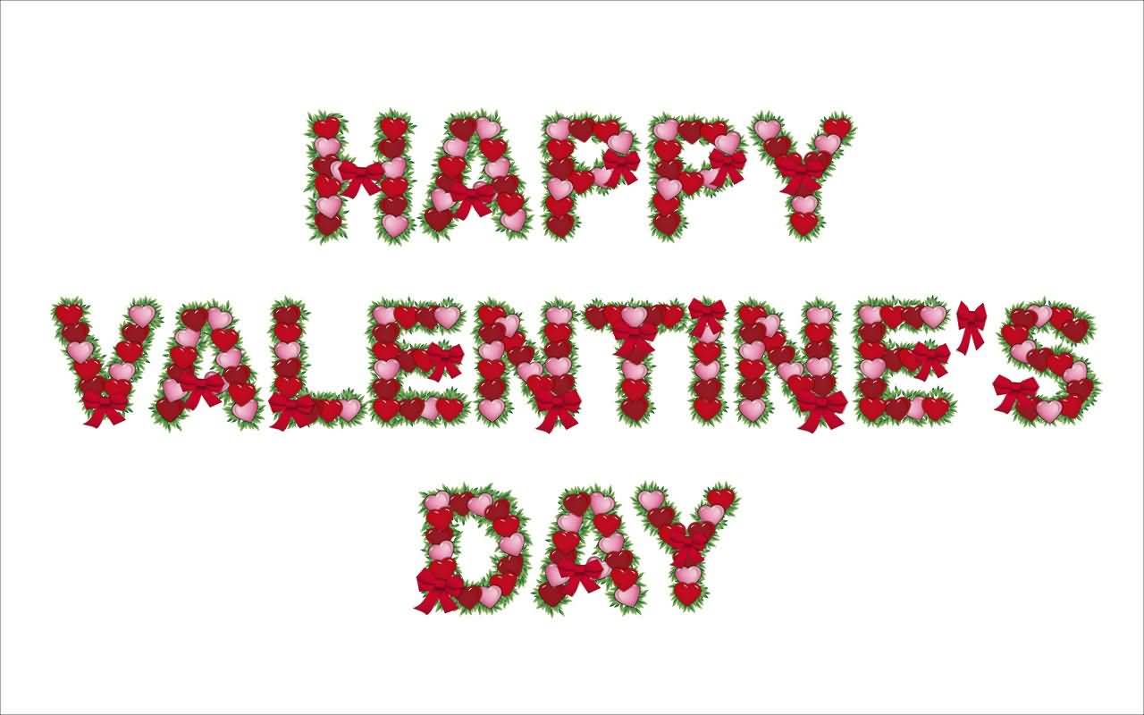 Happy Valentine's Day Flowers Text Picture