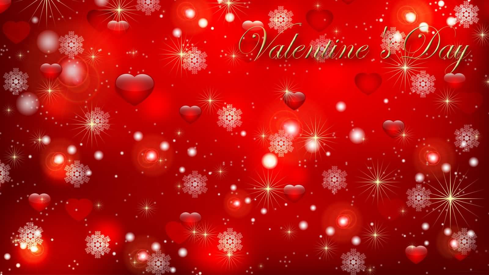 Happy Valentine's Day Hearts And Snowflakes Wallpaper