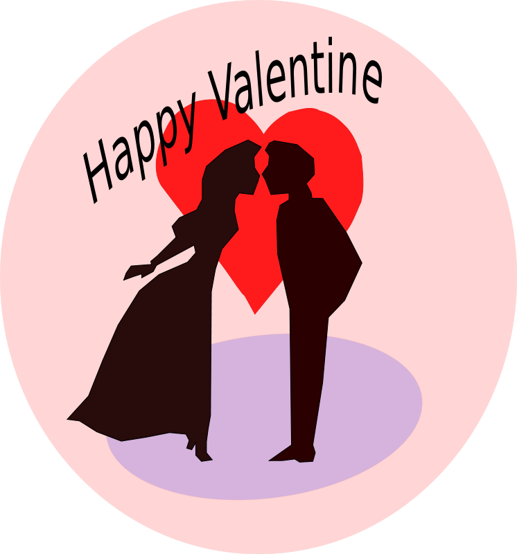 Happy Valentine’s Day Kissing Couple Illustration