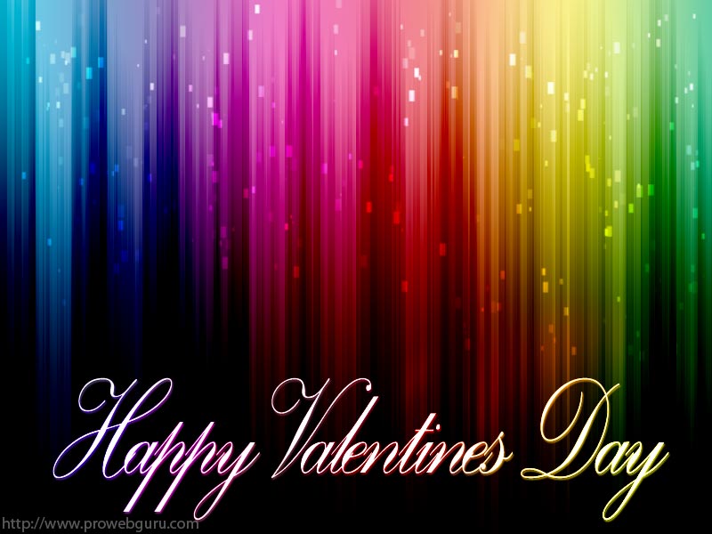 Happy Valentine’s Day Rainbow Color Stripes Wallpaper