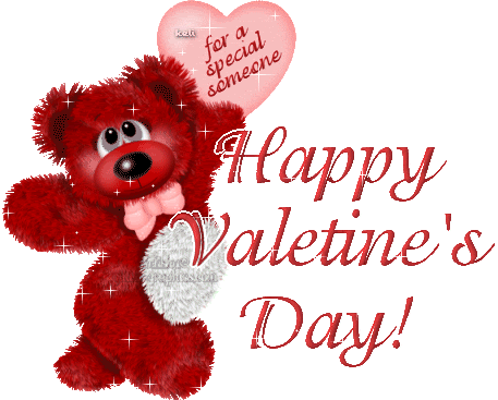 Happy Valentine's Day Red Teddy Bear Glitter