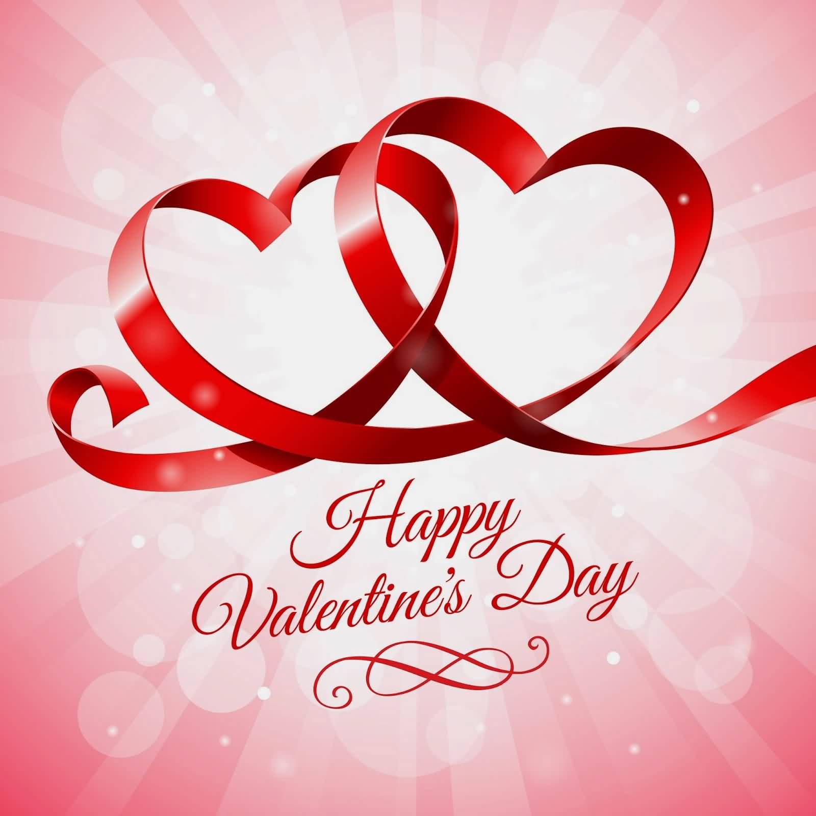 Happy Valentine s Day Ribbon Hearts